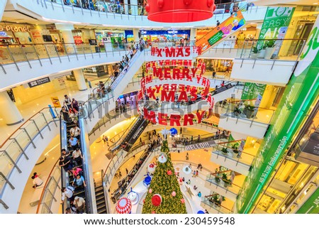 BANGKOK - DEC 10: Chrismas decoration at Central World on Dec 10, 2013 in Bangkok. It's a shopping plaza and complex which is the sixth largest shopping complex in the world, owned by Central Pattana.