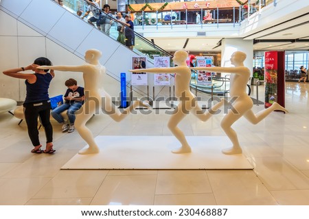 BANGKOK - DEC 10: Mannequins at Central World on Dec 10, 2013 in Bangkok. It is a shopping plaza and complex which is the sixth largest shopping complex in the world, owned by Central Pattana.