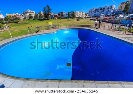 SYDNEY - MAY 15: Skate Park at Bondi beach on May 15, 2014 in Bondi, Sydney. It is a popular beach and the name of the surrounding suburb in Sydney, New South Wales, Australia.