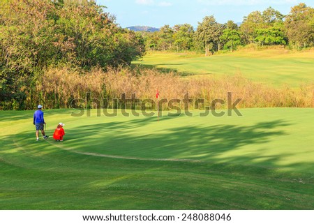 KHAO YAI, THAILAND - DEC 27: Golf course of Kirimaya Hotel  on Dec 27, 2014 in Khao Yai, Thailand. It\'s a luxury resort hotel and spa, with pristine 18-hole golf course designed by Jack Nicklaus.