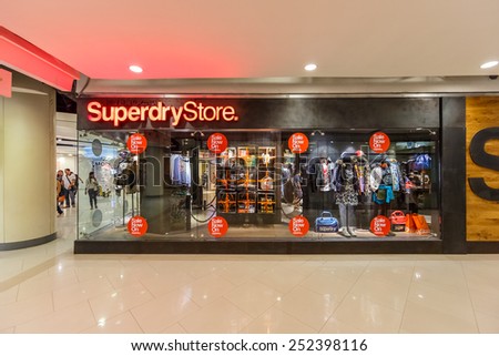 BANGKOK-JAN 2: SuperdryStore at Central World Shopping Center on Jan 2, 2015. It is a shopping plaza and complex in Bangkok which is the sixth largest shopping complex in the world.