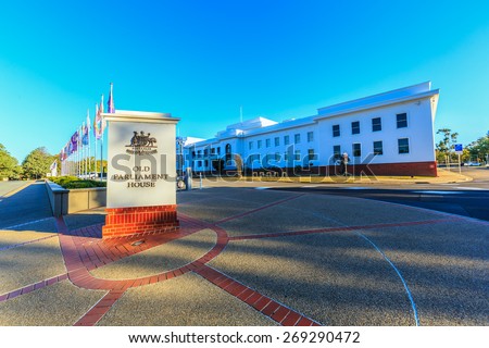 CANBERRA, AUSTRALIA - MAR 26: Old pariament house on Mar 26, 2015 in Canberra, Australia. It was the house of the Parliament of Australia from 1927 to 1988.
