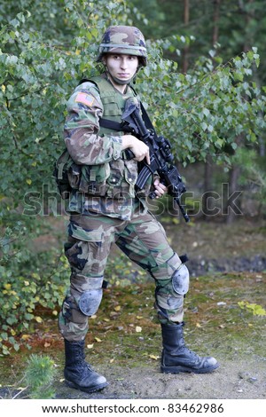 Shot Of A Young Soldier. Uniform Conforms To Special Services(Soldiers ...