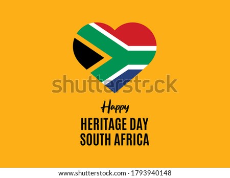 Happy Heritage Day South Africa vector. Flag of South Africa in heart shape vector. Public holiday in South Africa. Important day