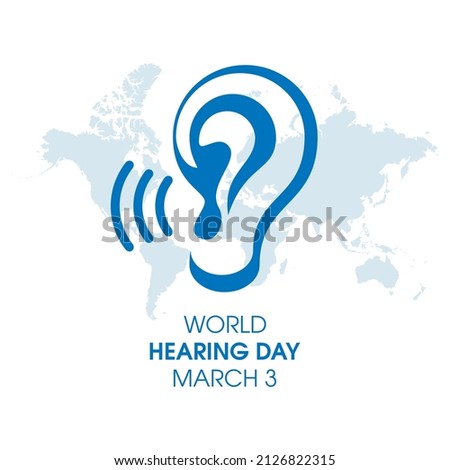 World Hearing Day vector. Human ear blue icon vector. Hearing Day Poster, March 3. Important day