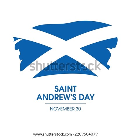 Saint Andrew's Day Poster with grunge scottish flag icon vector. Paintbrush Flag of Scotland icon isolated on a white background. November 30. Important day