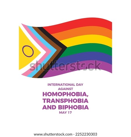 International Day Against Homophobia, Transphobia and Biphobia vector. Waving Progress Pride Flag icon vector isolated on a white background. May 17. Important day