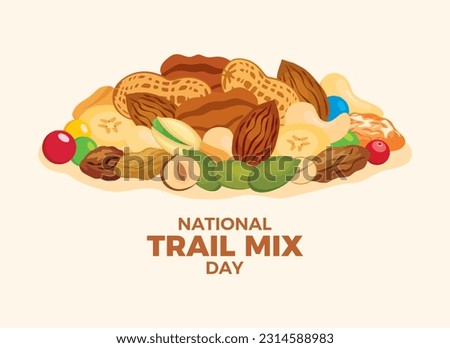 National Trail Mix Day vector illustration. Pile of mixed nuts, seeds and dried fruit icon vector. August 31 every year. Important day