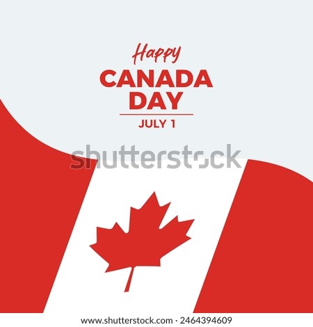 Happy Canada Day poster with Canadian flag vector illustration. Canadian flag frame vector. Waving Flag of Canada symbol. Template for background, banner, card. July 1 every year. Important day