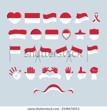 Monaco flag icon set vector isolated on a gray background. Monaco flag graphic design element. Flag of Monaco icons in flat style. Monaco symbols collection