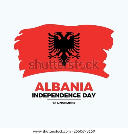 Albania Independence Day poster vector illustration. Grunge flag of Albania icon vector. Paintbrush Albanian flag symbol. Template for background, banner, card. 28 November. Important day