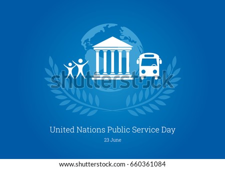 United Nations Public Service Day vector. Blue background with public icons. Important day