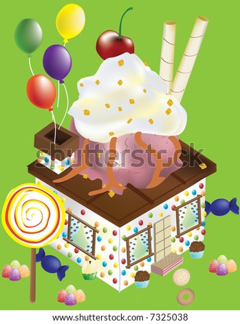 House of Sweetie Candy Green Background