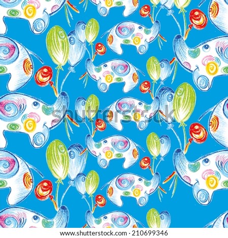 funny seamless pattern with elephants