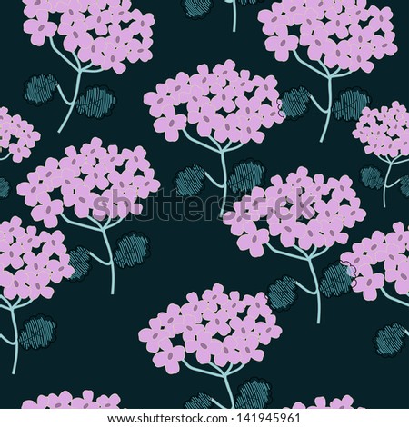 Seamless texture with flowers.Vector hydrangea, background flower, floral pattern.  Vintage wallpaper.