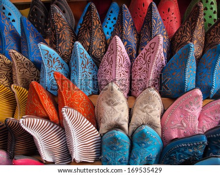 Colorful moroccan handmade leather shoes