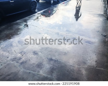 Wet street with reflections