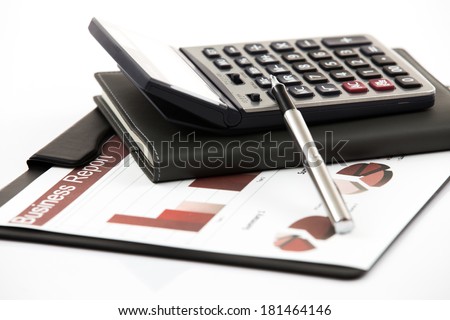 business financial chart analysis with calculator. Accounting