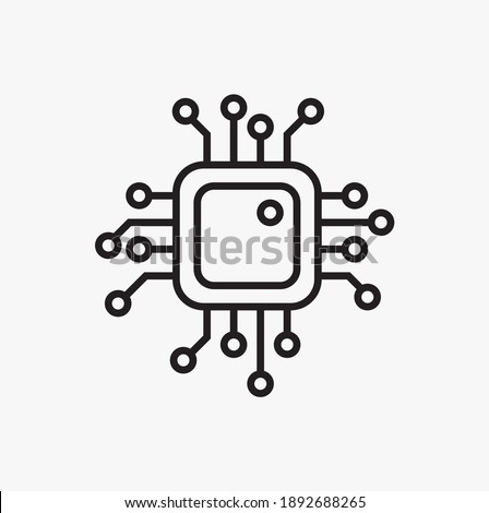 Simple artificial intelligence related line icon. Processor line vector icon for websites.Mini CPU Icon Flat Style. CPU vector sign.