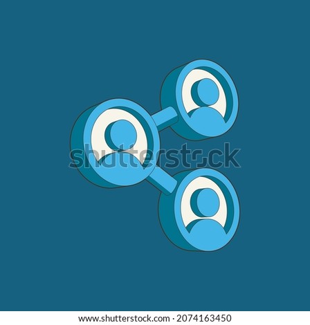 Social network icon, isometric people network illustration. Share content, a user link Three dimension, vector, eps 10. Social Network stock Illustration. Connection, Computer Network, Social Media