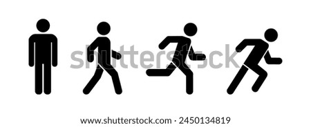 Man stands, walk and run icon set . People symbol . Vector illustration