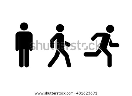 Man stands, walk and run icon set . People symbol . Vector illustration ...