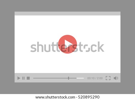 video player interface for web and mobile apps. Flat style. Vector illustration, EPS10.