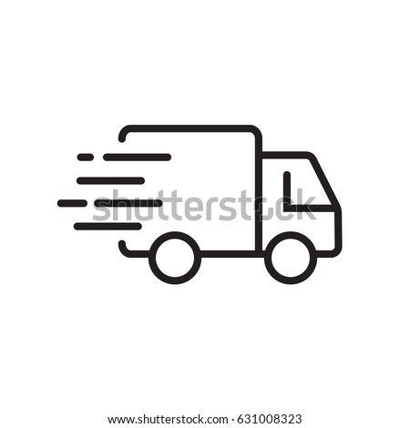 Fast shipping delivery truck. Line icon design. Vector illustration for apps and websites