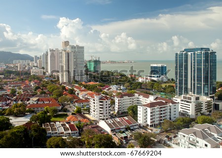 Aerial View To The Georgetown City , Penang, Malaysia Stock Photo ...