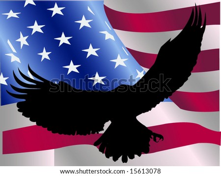 Eagle Silhouette Against American Flag Stock Vector Illustration ...