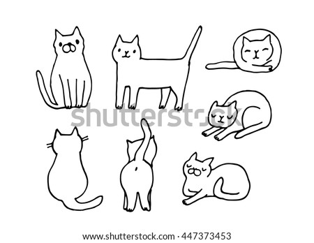 Sleeping Cat Line Drawing | Free download on ClipArtMag