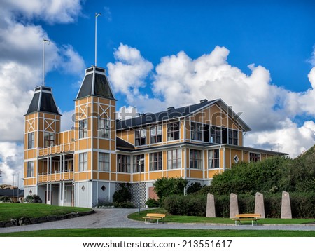 Historic old wooden house or villa in Lysekil, Sweden