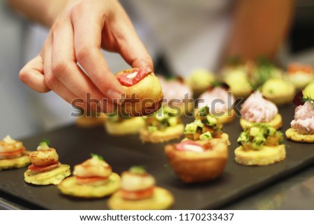 chef preparing canape platter Photo stock © 
