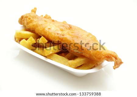 fish and chips on tray