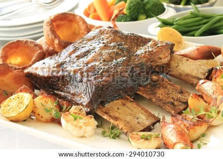 large beef rib sunday roast dinner