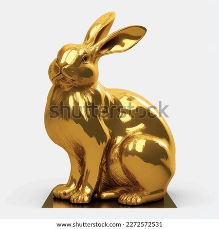 Golden rabbit, bunny,, luxury, scupulture, gold, metalic, vector, easter