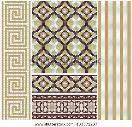 Seamless mosaic friezes and decors in brown and beige colors. Similar images in my portfolio.