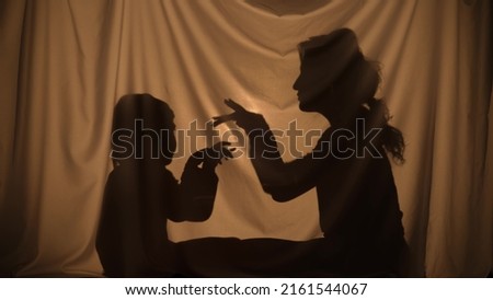 Similar – Image, Stock Photo Shadow play behind the curtain