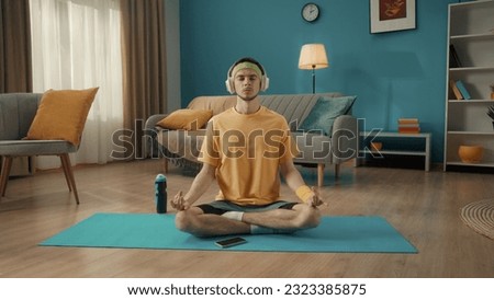 Similar – Image, Stock Photo Man doing yoga by the beach