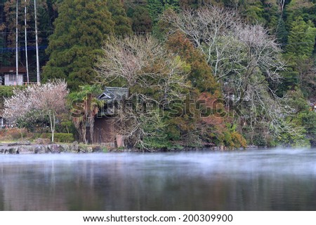 Yufuin FUKUOKA, JAPAN - March 21: Yufuin in Fukuoka, Japan on March 21, 2014. natural landmark of Yufuin besides Mount Yufu is Lake Kinrinko. The small lake is located at the end of the town.