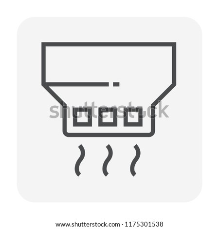 Smoke detector vector icon. Smart sensor of heat, gas, carbon monoxide for control siren, fire alarm system for safety, security, prevention, protection of building i.e. home, house, office. 64x64 px.