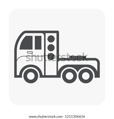 Tractor unit of trailer truck and cylinder tank bottle vector icon. That vehicle and fuel container for storage power energy i.e. cng, ngv. Natural gas fuel with methane, propane for transportation.