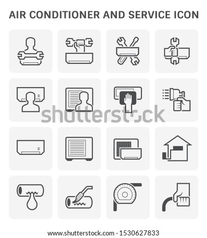 Air conditioner and service vector icon set design.