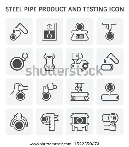 Steel pipe product and testing vector icon design.