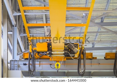 Factory overhead crane installation on rail,  can move anywhere in the factory area.