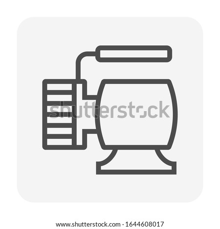 Rotary vane vacuum pump vector icon. Equipment tools for install or repair air conditioner, refrigerant charging by remove moisture from air conditioning hvac system, food processing. Editable stroke.