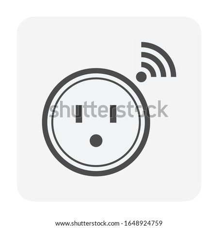 Timer switch vector icon. Electric control by automatic electronic program, app, wireless, wifi, mobile phone. For wall socket, outlet, power plug of electricity to on, off, interval, delay and cycle.