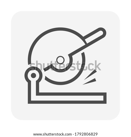 Chop saw vector icon. Also called cut-off, circular or abrasive saw. Electric power tools with diamond blade or cutting wheel. For cut wood structure, metal pipe, concrete or tile in construction work