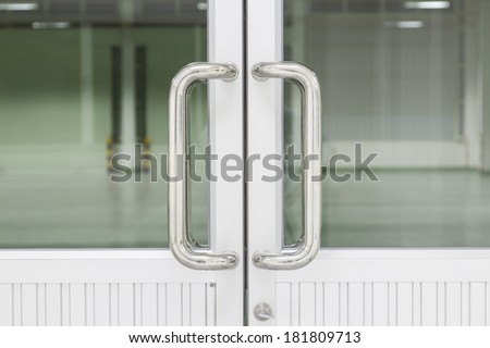 Stainless steel door handle.