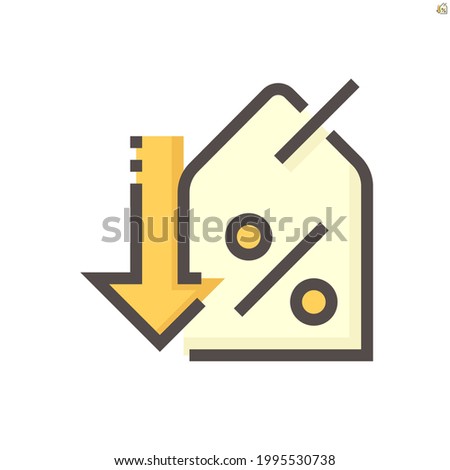 Discount sale or price tag vector design. That icon, sign or symbol to offer promotion, special price reduction or percent off. Element for label, sticker, badge, banner and template. 48x48 pixel.